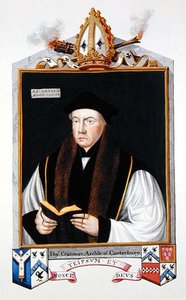 صورة لتوماس كرانمر (1489-1556) رئيس أساقفة كانتربري من "مذكرات محكمة الملكة إليزابيث" ، نُشرت عام 1825 (ألوان مائية وغواش على ورق) بواسطة سارة كونتيسة إسكس