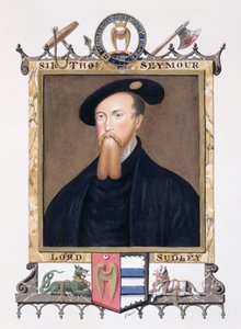 صورة لتومور سيمور (1508-49) بارون سودلي الأول من "مذكرات محكمة الملكة إليزابيث" ، نُشر عام 1825 (مرحاض وغواش على ورق)