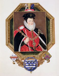 صورة وليام سيسيل (1520-1598) البارون بورغلي الأول من مذكرات محكمة الملكة إليزابيث ، بعد صورة ماركوس غيرايرتس الأصغر (c.1561-1635) المنشورة عام 1825 (مرحاض وغواش س)