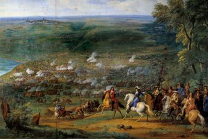 حرب الثلاثين عامًا: "" منظر لمعركة روكروي (روكروي) في 19/05/1643 معارضة القوات الفرنسية لدوق إنغين والقوات الإسبانية لفرانسيسكو دي ميلو "التفاصيل ، رسم لوفور لو كونتي (لوكونتي) ، Le Comte، Lecomte) (1659-1694)