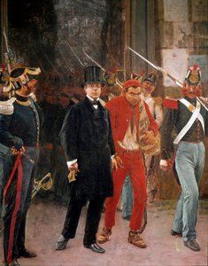 Risorgimento: "" اعتقال الوطني والسياسي الإيطالي كارلو بوريو (1803-1867) "لوحة لفرانشيسكو سافيريو ألتامورا (1822-1897) نابولي ، المتحف الوطني لسان مارتينو