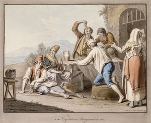 Neopolitans تناول المعكرونة. نابوليتاني أكل ماكاروني ،