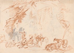 رسم تقريبي للأشكال والخيول بواسطة ساوري جيلبين
