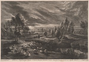 منظر طبيعي مع الأغنام ، من The Small Landscapes بواسطة تأنيب آدامز. قيمة الترباس