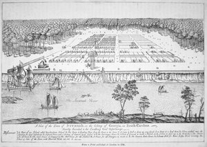 A view of Savannah, Georgia in 1741 (litho) بواسطة المدرسة الأمريكية