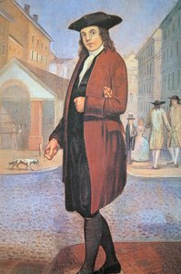 A young Ben arrives in Philadelphia, poor and hungry, with bread under his arm (oil on canvas) بواسطة المدرسة الأمريكية