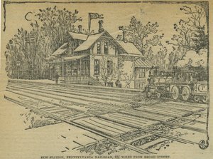 Elm Station, West Philadelphia, Pennsylvania Railroad, USA (litho) بواسطة المدرسة الأمريكية