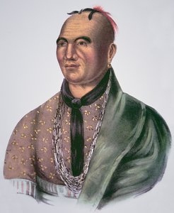 Joseph Brant (1742-1807) Chief of the Mohawks (colour litho) بواسطة المدرسة الأمريكية