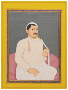 صورة جالسة لرام شاندرا لاهيري ، ديوان كوتش بيوار (1829 - 1842 ، ج. 1840 (أصباغ معتمة مزينة بالذهب على الورق) بواسطة مدرسة البنغالية