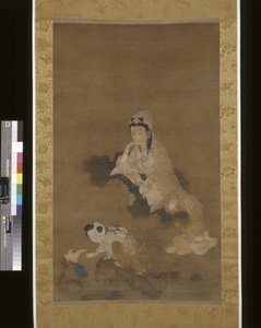 Avalokitesvara (Guanyin) على اللوتس (الحبر واللون على الحرير) بواسطة المدرسة الصينية