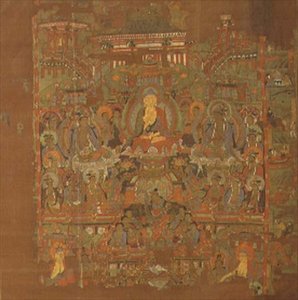 الفصل 1.IIi.02 جنة Bhaisajyaguru ، القرنان الثامن والتاسع ، Tunhuang (طلاء قماش على الحرير) بواسطة المدرسة الصينية