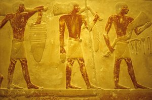 مصر القديمة، نحت/رسم على الحائط، المصطبة/مقبرة إيدوت، سقارة، 2323-2150 ق.م.، حاملو القرابين (صورة) بواسطة المدرسة المصرية