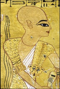 مصر القديمة، لوحة جدارية مقبرة انحرخاو، طيبة، مقبرة النبلاء، الأسرة العشرين، كاهن يسكب القرابين لإنحرخاو (صورة) بواسطة المدرسة المصرية
