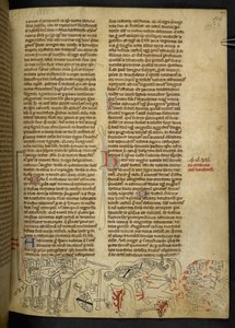 Cott Nero D II f.177 معركة Evesham وموت Simon de Montfort (1208-65) في 4 أغسطس 1265 ، من `` Commendatio Lamentabilis in Transitu Edward IV '' (رق) بواسطة مدرسة اللغة الإنجليزية