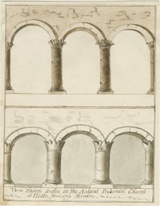 داخل كنيسة Hints: الرسم بالقلم الجاف والغسيل ، nd [c 1750] (رسم) بواسطة مدرسة اللغة الإنجليزية