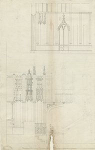 الجزء الداخلي من كاتدرائية ليتشفيلد - الطرف الغربي للجوقة: الرسم بالقلم ، و [عام 1780] (رسم) بواسطة مدرسة اللغة الإنجليزية