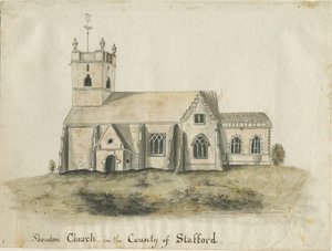 كنيسة Shenstone: الرسم بالألوان المائية ، و [1769] (لوحة) بواسطة مدرسة اللغة الإنجليزية