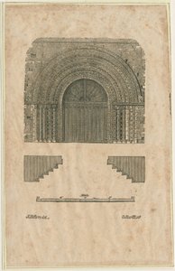 كنيسة Tutbury Priory - West Doorway: نقش على الخشب ، بدون تاريخ [؟ أوائل القرن التاسع عشر] (طباعة) بواسطة مدرسة اللغة الإنجليزية