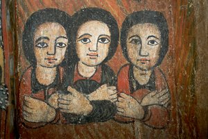تفاصيل دهان الحائط (فريسكو) بواسطة المدرسة الاثيوبية