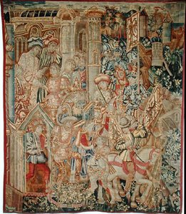 الإمبراطور تيتوس فيسباسيان (9-79 م) يأمر ابنه تيتوس (38-91 م) بالعودة إلى القدس (نسيج)