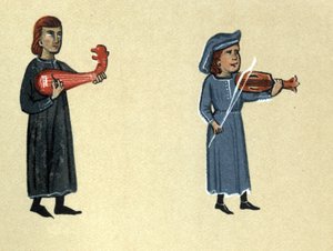 تروبادور من العصور الوسطى ، رسم توضيحي من "Histoire de la Literature Francaise" بقلم هيرمان سوشيير بواسطة المدرسة الفرنسية