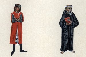 Marcabru ، تروبادور من العصور الوسطى ، رسم توضيحي من 'Histoire de la Literature Francaise' بقلم هيرمان سوشيير بواسطة المدرسة الفرنسية
