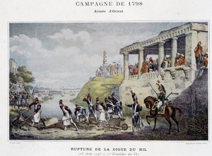 تمزق سد النيل - في "" Victoires et Conquêtes des Armees Francaises "، باريس ، nd بواسطة المدرسة الفرنسية