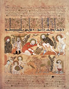 رسم إيضاحي من كتاب الترياق "كتاب الدرياق" بقلم Pseudo-Gallen (ورق الرق)