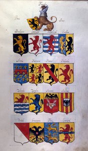 بلازون الهولندي (هولندا ، فلاندرز ، هينو) مع التنانين ، Archivio di Stato of Milan بواسطة المدرسة الايطالية