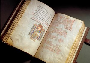 إنجيلية. مخطوطة من دير فارفا. (Ms. E 16 folii 149v. 150r.) Rome، Biblioteca Vallicelliana بواسطة المدرسة الايطالية