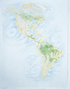 Physical map of America (colour litho) بواسطة المدرسة الايطالية