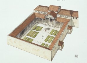Reconstructed Forum built by Titus Flavius Vespasianus (colour litho) بواسطة المدرسة الايطالية