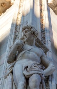 Telamon of Milan cathedral facade, Lombardy, Italy, Detail بواسطة المدرسة الايطالية