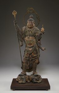 Bishamonten (Vaisravana ، Guardian of the North) (خشب متعدد الألوان مع كريستال وأوراق ذهبية ومعدن) بواسطة المدرسة اليابانية
