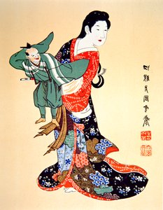 Culture of Old Japan - a Bunraku puppet player بواسطة المدرسة اليابانية