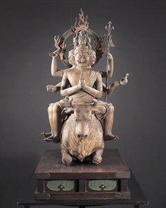 Daiitoku Myoo ، فترة كاماكورا ، حوالي 1251-99 (خشب ومعدن وأوراق ذهبية وصباغ) بواسطة المدرسة اليابانية