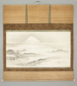 Kakemono ، المناظر الطبيعية لجبل. فوجي بواسطة المدرسة اليابانية