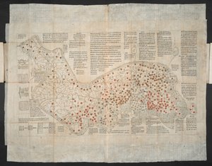 Haejwa chondo - خريطة لشبه الجزيرة الكورية تم إنشاؤها في الأصل حوالي عام 1820 (نقش ملون) بواسطة المدرسة الكورية