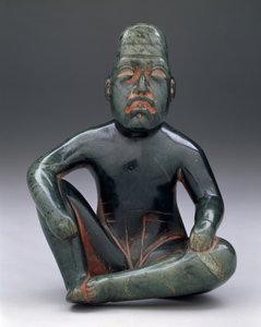 شخصية جالسة مع ركبة مرتفعة ، Highland Olmec ، San Martin Texmelucan