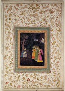 سلطان إبراهيم أدهم بلخ مع الملائكة ، ألبوم جونسون السادس ، رقم 5 ، 1770-80 (غواش مع ذهب على ورقة الألبوم) بواسطة مدرسة المغول
