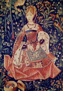 شنق الحياة السائدة: التطريز. التفاصيل. نسيج من الصوف والحرير صنع حوالي عام 1520 في هولندا. باريس ، المتحف الوطني للعصور الوسطى ، Thermes de Cluny