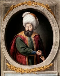 Ottoman Empire: portrait of the first Ottoman Sultan Osman I (1299-1326). Topkapi Sarayi Istanbul Library بواسطة مدرسة العثماني