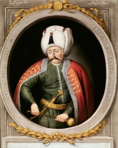 الإمبراطورية العثمانية: صورة للسلطان العثماني التاسع سليم الأول تقول الرهيب أو القاسي (1470-1520). مصغر. مكتبة توبكابي سراي اسطنبول بواسطة مدرسة العثماني