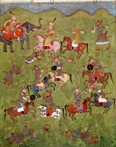Islamic art: battle scene. Persian miniature from a manuscript of the epic poem “Shahnameh”” (Shah Nama, Shahnama) (Book of Kings) by Ferdowsi (Firdawsi, or Ferdawsi, or Firdousi, ca. 940-around 1020) Biblioteca Nazionale Naples بواسطة المدرسة الفارسية
