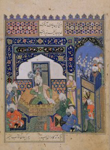 Or 2838 f.20v Timur توج في بلخ ، الفارسية (الرق) بواسطة المدرسة الفارسية