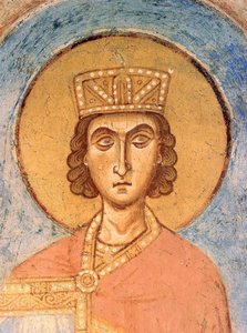 الملك سليمان - اللوحات الجدارية الروسية القديمة - القرن الثاني عشر - فريسكو - كنيسة القديس جورج ، ستارايا لادوجا © FineArtImages / Leemage بواسطة المدرسة الروسية