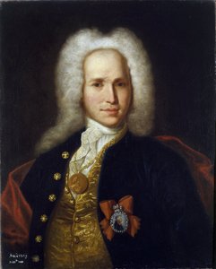 صورة للعالم والمهندس العسكري والمخترع أندريه نارتوف (1683-1756). (صورة للعالم والمهندس العسكري والمخترع أ.نارتوف). لوحة مجهولة ، زيت على قماش ، حوالي عام 1725. الفن الروسي بواسطة المدرسة الروسية
