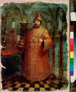 صورة للقيصر ميخائيل الأول ملك روسيا (1596-1645). لوحة لسيد روسي ، زيت على قماش ، أواخر القرن السابع عشر. الفن الروسي التقليدي القديم. متحف الدولة الروسية ، سانت بطرسبرغ. بواسطة المدرسة الروسية