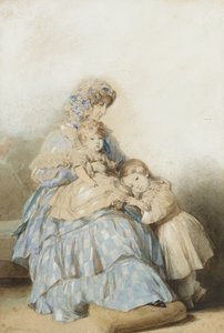 الملكة ماريا أماليا الفرنسية ، مع أطفال الأمير لويس ، دوق نيمور ، 1845 بواسطة مدرسة فرانز زافير وينترهالتر