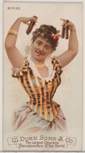 العظام ، من سلسلة الآلات الموسيقية N82 لسجائر ماركة ديوك ، 1888. ، 1888. بواسطة شوماخر وإيتلينجر